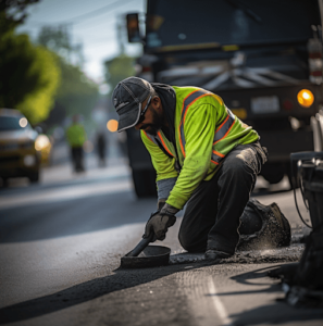 Un professionnel examine le temps de séchage d'une asphalte neuve